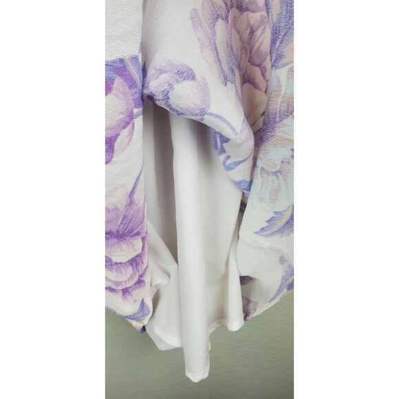 Forever 21 Women's Medium Off-White Purple Floral Dress Tie Front - Picture 5 of 10